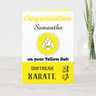 Karate Gult Bälte Promotion Grattiss Card Tack Kort