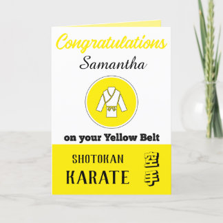Karate Gult Bälte Promotion Grattiss Card Tack Kort