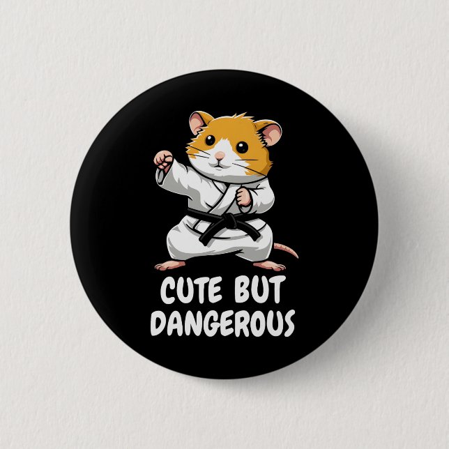 Karate Hamster Cute men Dangerous Funny Martial Ar Knapp (Framsida)