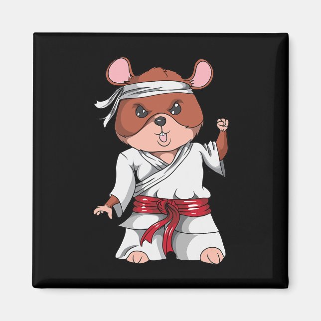 Karate Hamster Kickboxing Martial Art Jiu Jitsu Fa Magnet (Framsidan)