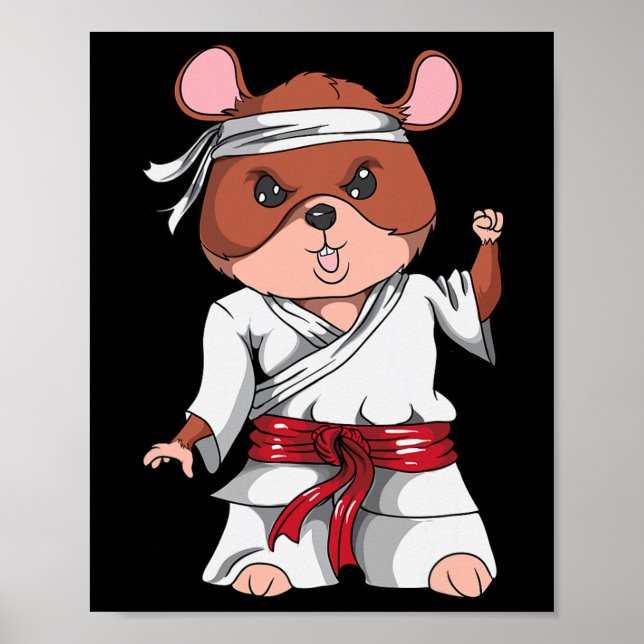 Karate Hamster Kickboxing Martial Art Jiu Jitsu Fa Poster (Framsidan)