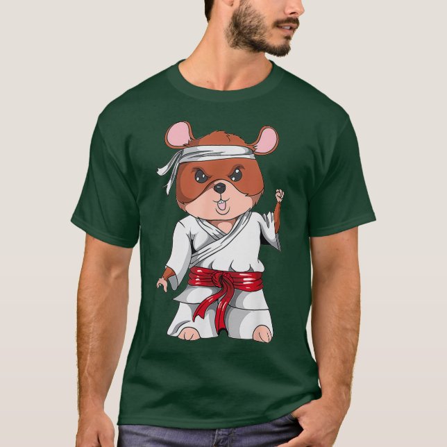 Karate Hamster Kickboxing Martial Art Jiu Jitsu T Shirt (Framsida)