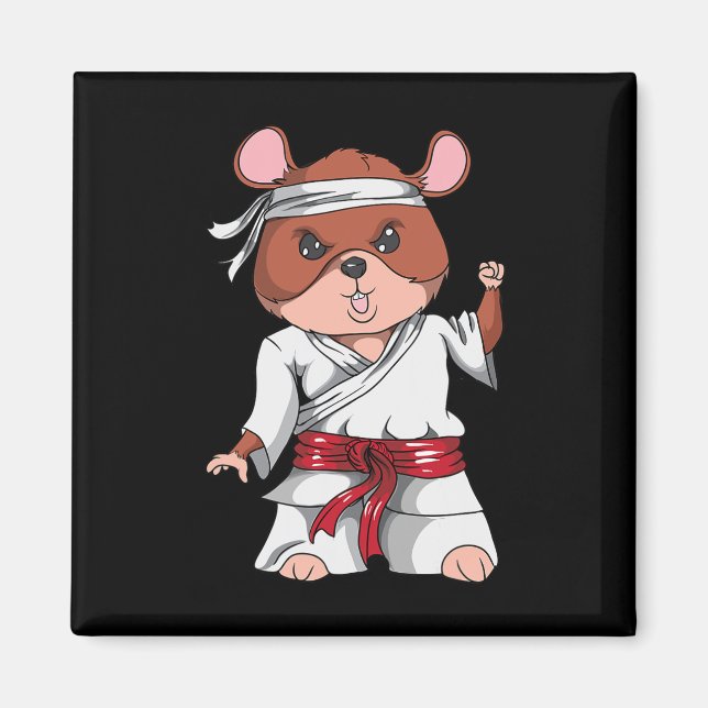 Karate Hamster Kickboxning Jiu Jitsu Fa Magnet (Framsidan)