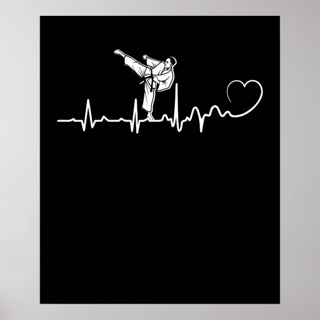 Karate Heartslag Gift för Karateka Poster (Framsidan)