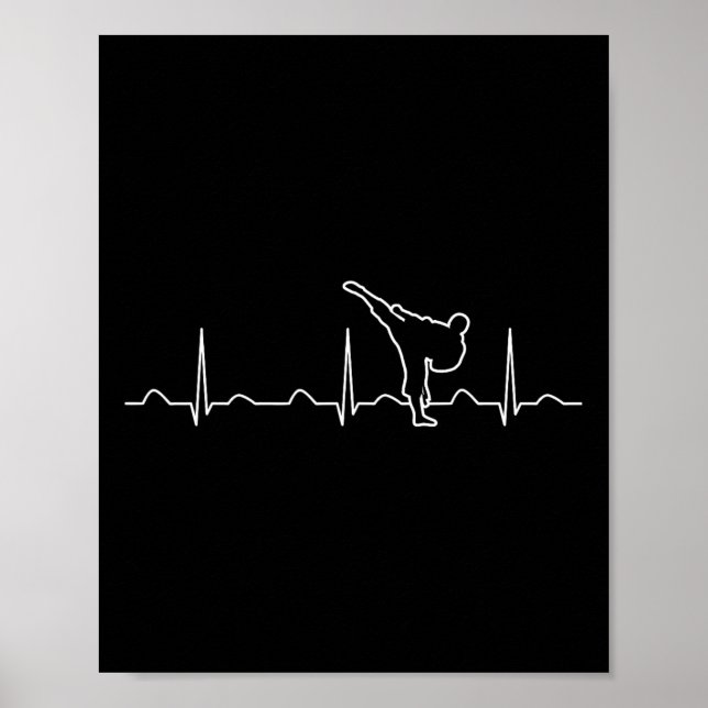 Karate Heartslag Shirt Funny Cute Karateka Martial Poster (Framsidan)