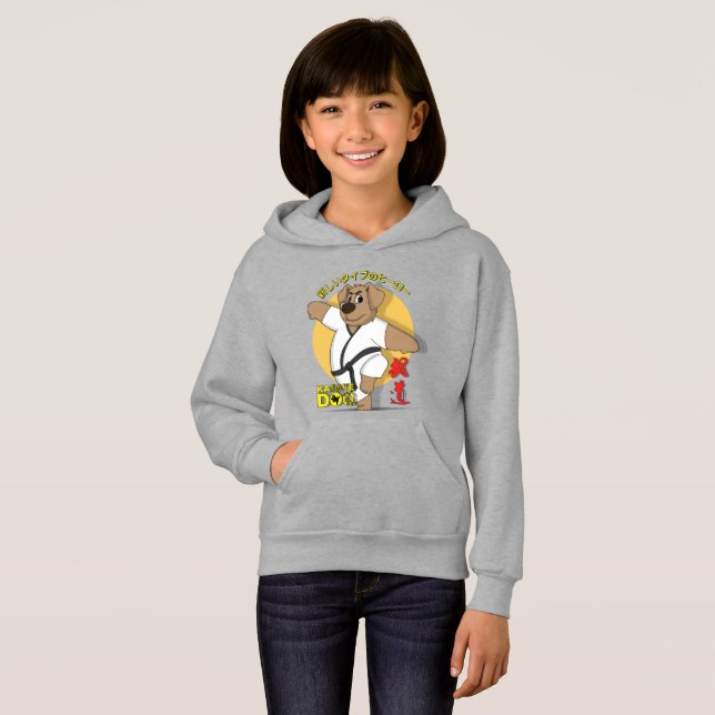 Karate Hund | Barn Hoodie T Shirt (Hel framsida)