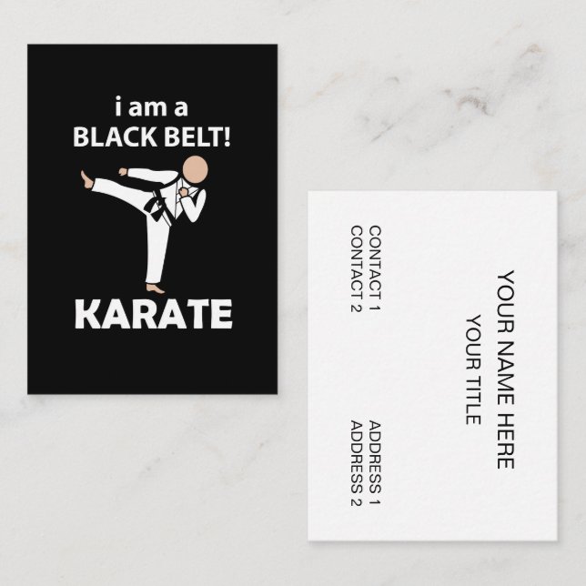 Karate I är A Black Bälte Karate Visitkort (Fram/baksida)