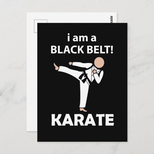 Karate I är A Black Bälte Karate Vykort (Fram/baksida)