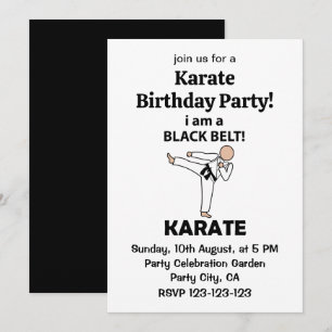 Karate I är Födelsedagsfesten Black Bälte Karate Inbjudningar