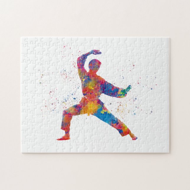 Karate in watercolor pussel (Horisontell)