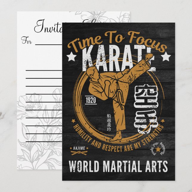 Karate-inbjudan till Brev Inbjudningar (Fram/baksida)
