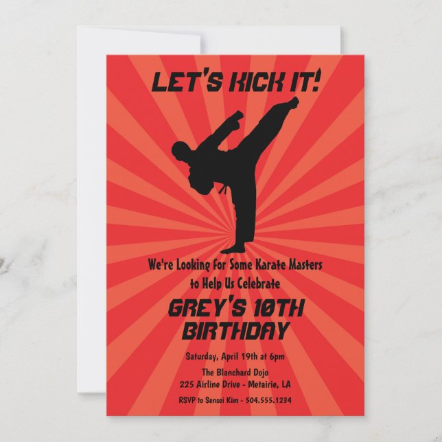 Karate-inbjudningar, Dojo-inbjudningar Inbjudningar (Framsida)