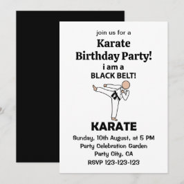 Karate jag är ett svart bälte Karate födelsedagsfe Inbjudningar