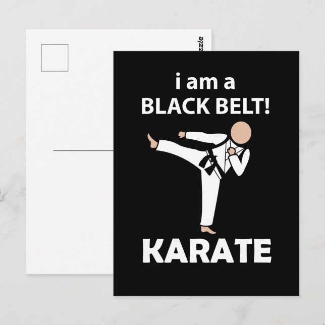 Karate jag är ett svart bälte Karate Vykort (Fram/baksida)