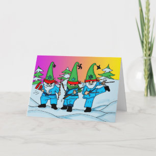 Karate jul Ninja Elves Greeting Card Helgkort