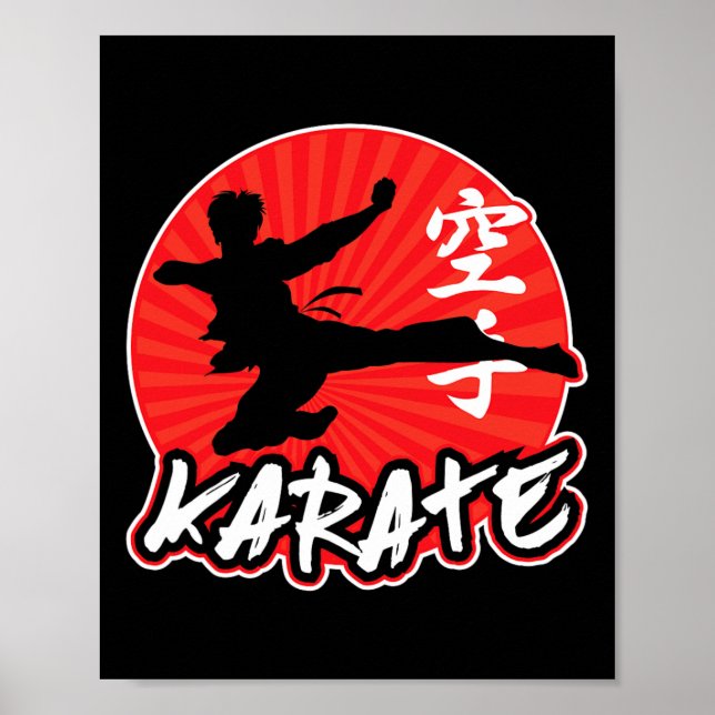 Karate Jumping Side Kick Japanska Poster (Framsidan)