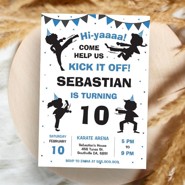 Karate kampsport pojkar födelsedag inbjudningar (Skapare uppladdad)