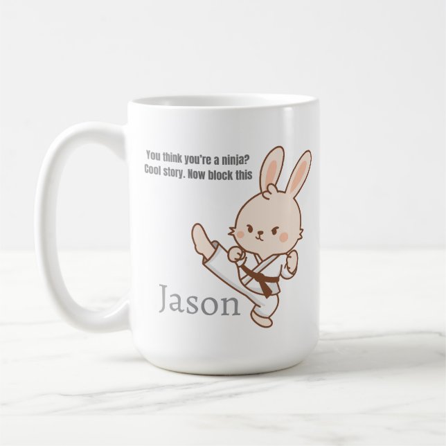 Karate Kanin Kaffe Mugg  (Vänster)