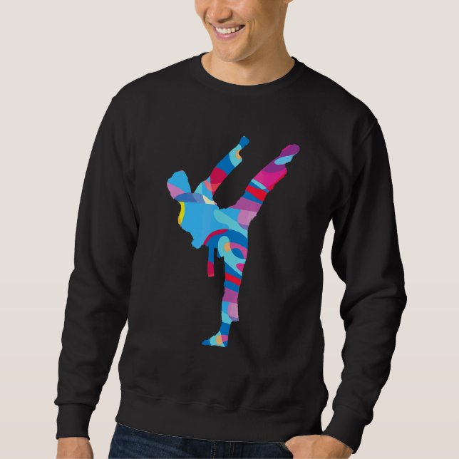Karate Karate Färgrik Grafik Lång Ärmad Tröja (Framsida)