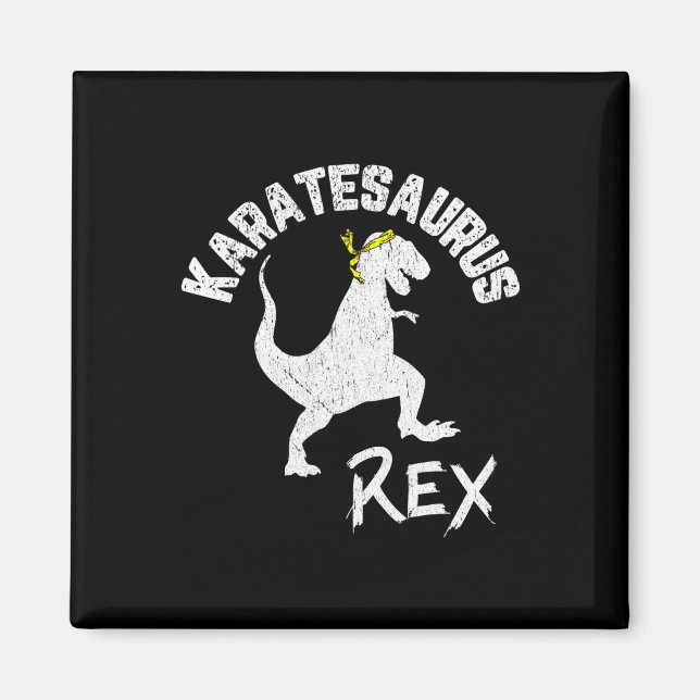 Karate Karatesaurus Rex Dinosaur Rolig Kampsport Magnet (Framsidan)