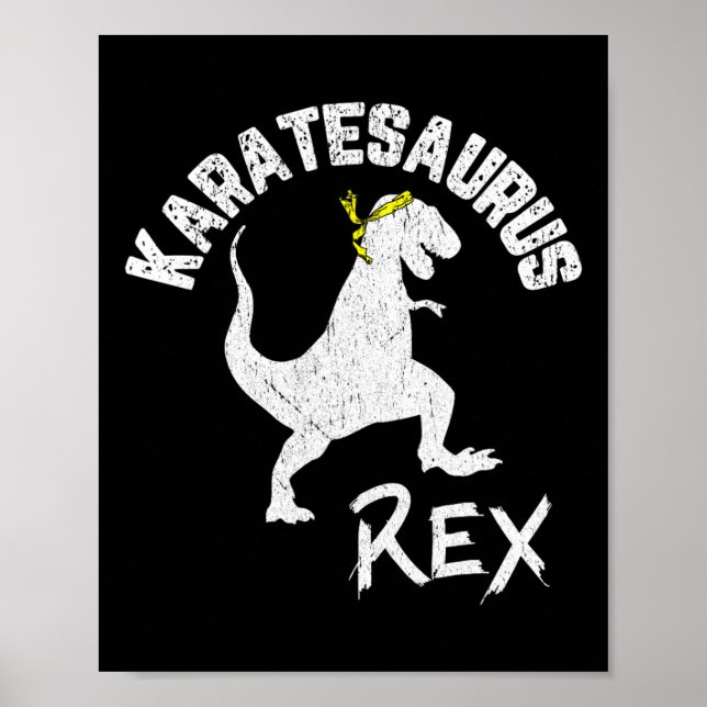Karate Karatesaurus Rex Dinosaur Rolig Kampsport Poster (Framsidan)