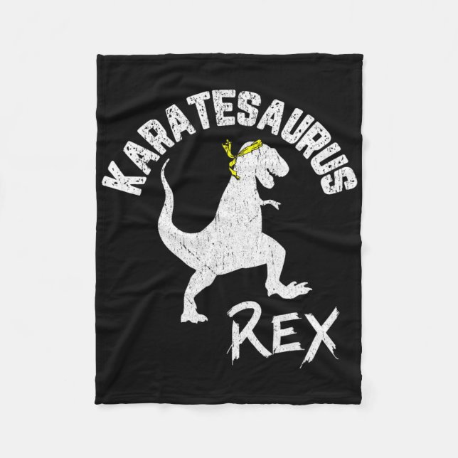 Karate Karatesaurus Rex Dinosaur Rollig Kampsport Fleecefilt (Framsidan)