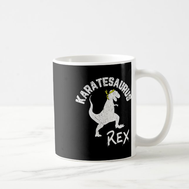 Karate Karatesaurus Rex Dinosaur Rollig Kampsport Kaffemugg (Höger)