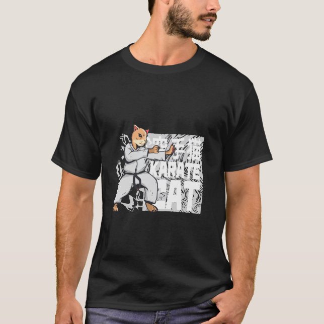 Karate Katt - Rolig Kampsport T Shirt (Framsida)