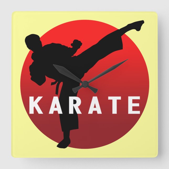 KARATE keri 2 Fyrkantig Klocka (Framsida)