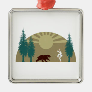 Karate Kick Bear Julgransprydnad Metall
