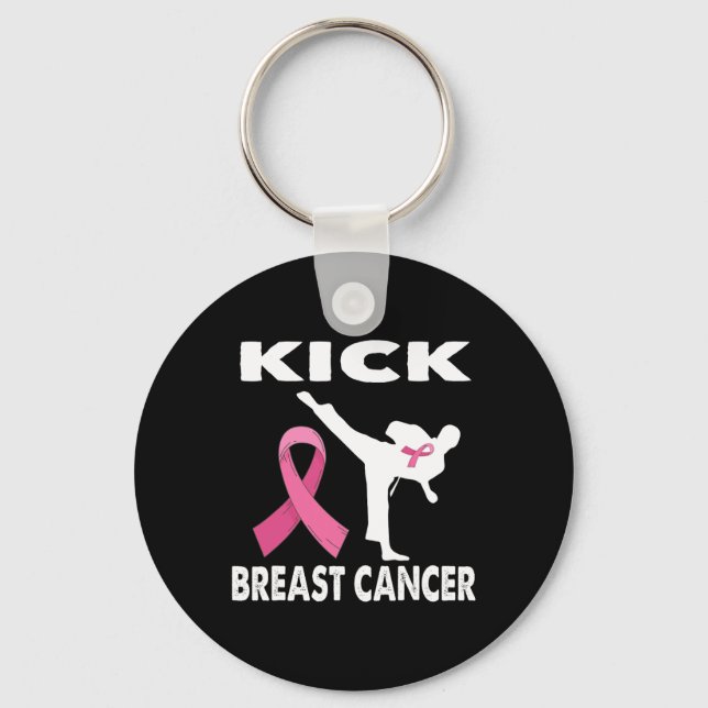 Karate Kick Breast Cancer Awareness Rosa 1 Nyckelring (Framsida)
