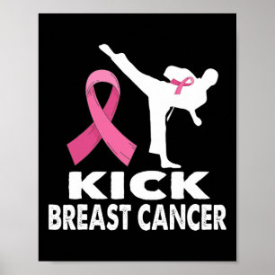 Karate Kick Breast Cancer Awareness Rosa Poster