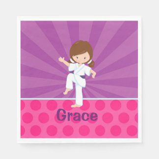 Karate Kid Girl Pappersservett Brown Lila Bälte