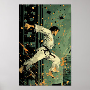 Karate Kid Main Character Tecknad Stil Poster