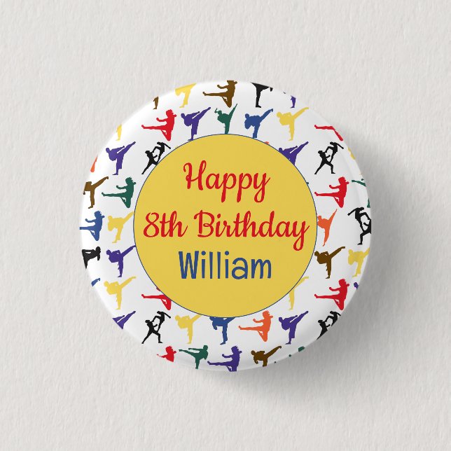 Karate Kid Martial Arts Modern Coola Grattis på fö Knapp (Framsida)