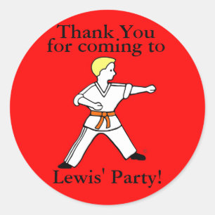 Karate Kid Party Stickers anpassat för Lewis Runt Klistermärke
