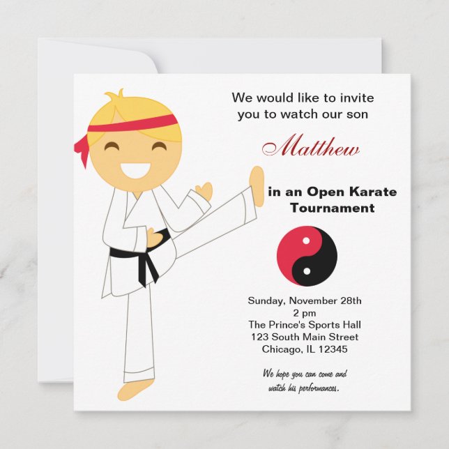 Karate Kids Tournament Inbjudningar (Framsida)
