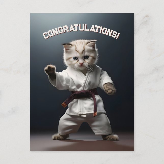 Karate Kitten Vykort (Framsida)