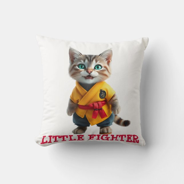 🥋 Karate Kittensnurr Master - Söt Stridande Kudde (Framsida)