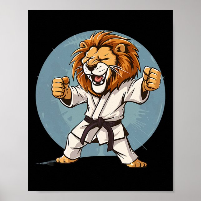 Karate Lejon Kickboxing Taekwondo Jiu-jitsu Mma Ma Poster (Framsidan)