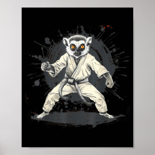Karate Lemur Djur MMA Taekwondo Kampsport Poster