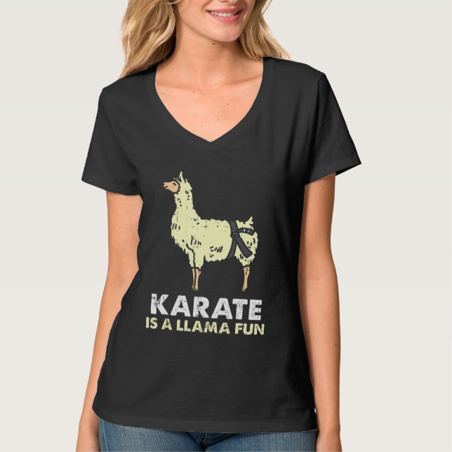 Karate Llama Roligt Black Bälte Alpaca Martial Art T Shirt (Framsida)