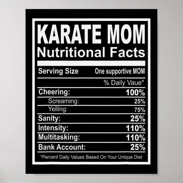 Karate Mamma Nutritional Facts Poster (Framsidan)