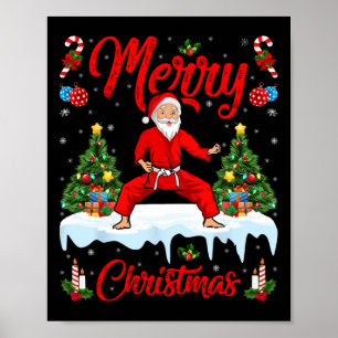 Karate Martial Art Älskare Julafton Santa Play Kar Poster