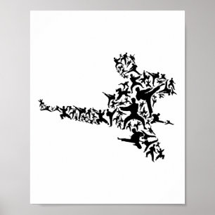 Karate Martial Arts Flies Kick Boxing Kickboxer T Poster