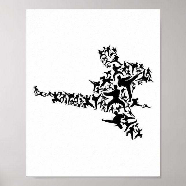 Karate Martial Arts Flies Kick Boxing Kickboxer T Poster (Framsidan)