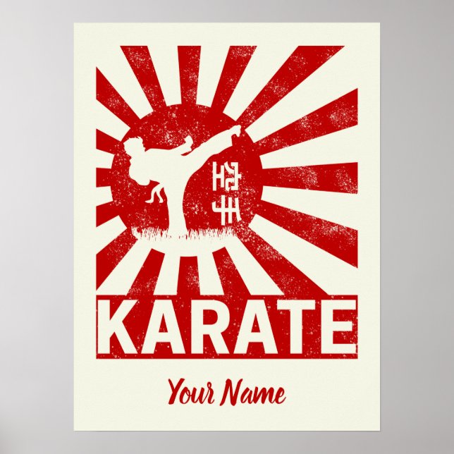 Karate Martial Arts med japanskt Stigning Sol Poster (Framsidan)