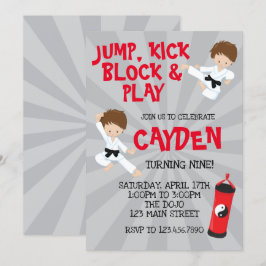Karate Martial Arts Red and Black Birthday Inbjudningar