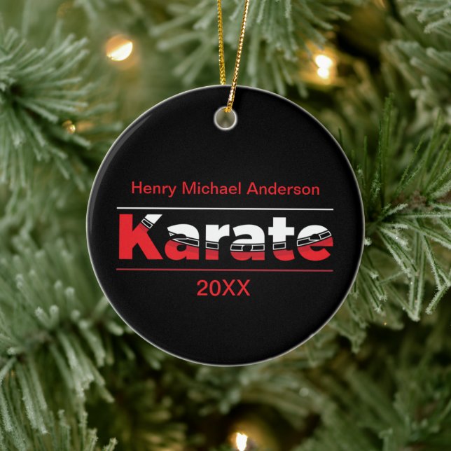 Karate Martial Arts Red Julgransprydnad Keramik (Träd)