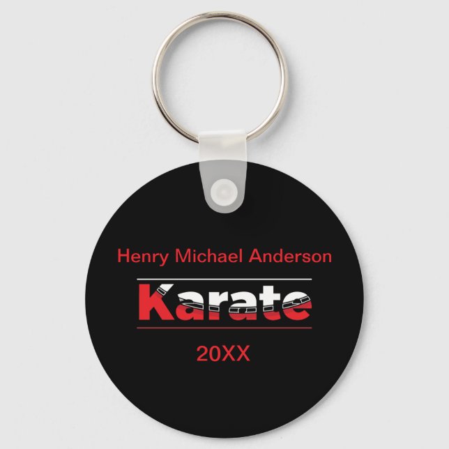 Karate Martial Arts Red Nyckelring (Framsida)